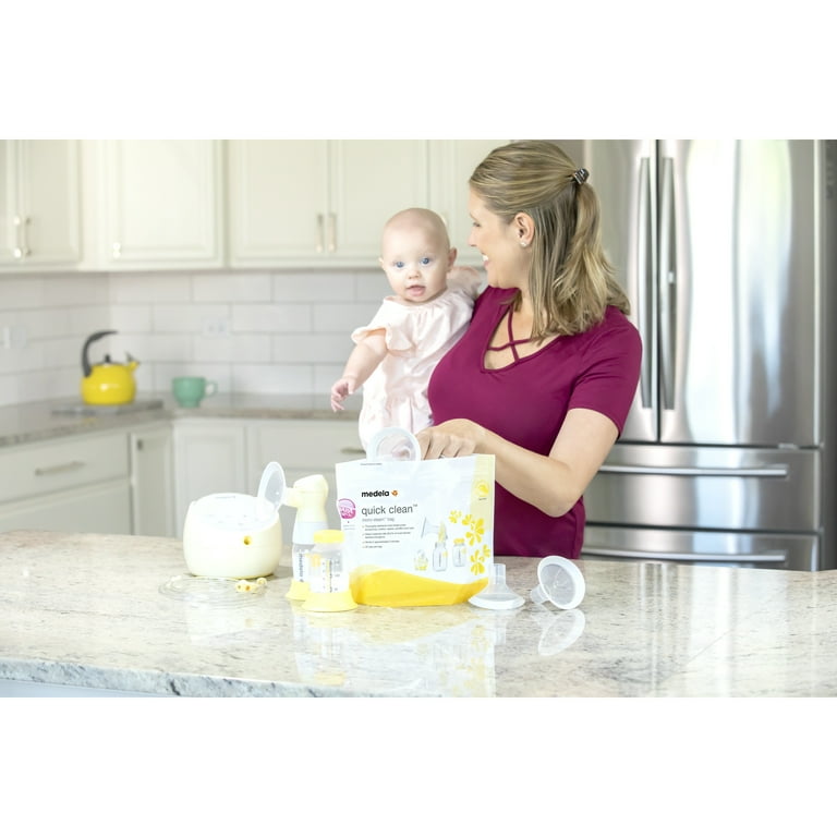 Medela Quick Clean Microwave Bags, Disinfect your breast pump breast  shields, accessories, breast milk bottles, nipples, pacifiers and more in  about 3 minutes by steam cleaning with Medela