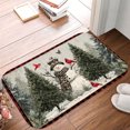 thumbnail image 5 of 1pc Snowman with Cardinals Absorbent Non-Slip Bathroom Thickened Flannel Rug Decor,Soft,Quick Drying,Suitable For Indoor/outdoor Use,Bathrooms,Bedrooms,Kitchens,Terrace,Laundry Rooms,16"x24", 5 of 9