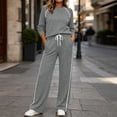 thumbnail image 2 of Womens Track Suits 2 Piece Set with Striped Sides Crewneck Top and Wide Leg Pants with Pockets for Outdoor Jogging and Training, 2 of 9