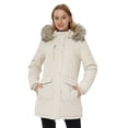 thumbnail image 2 of Ampake Women's Winter Coat Puffer Jacket Long Waterproof Parka with Detachable Hood Beige L, 2 of 13