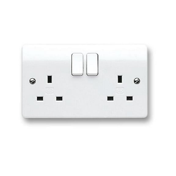 MK - Logic Plus 13A 2 Gang DP Switched Socket with Neon, White