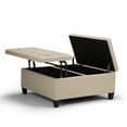 thumbnail image 2 of Harrison 36 inch Wide Transitional Coffee Table Storage Ottoman in Satin Cream Vegan Leather, 2 of 11