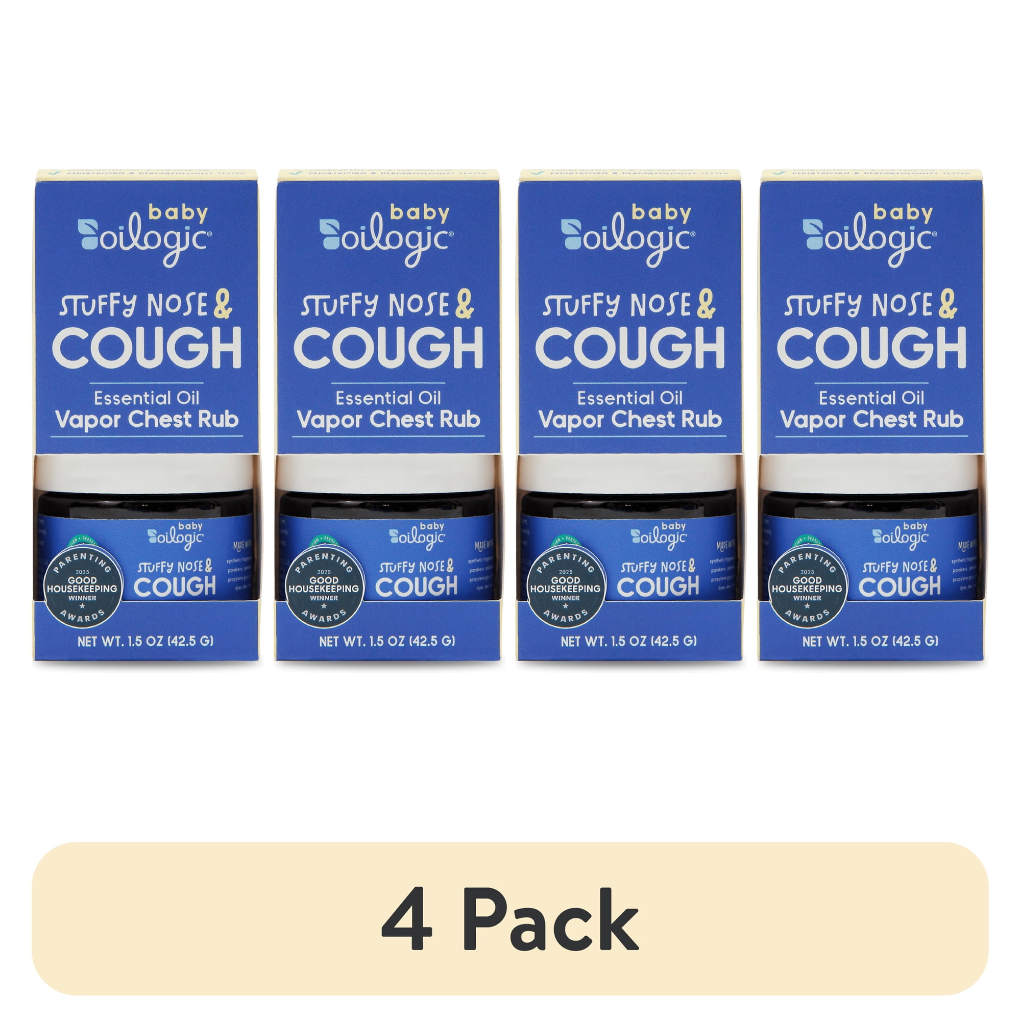(4 pack) Oilogic Stuffy Nose & Cough Vapor Rub, 1.5 oz