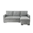 thumbnail image 2 of Benjara 88 Inch Reversible Sleeper Sectional Sofa with Storage Chaise, Light Gray-Color:Light Gray,Material:Linen, 2 of 6