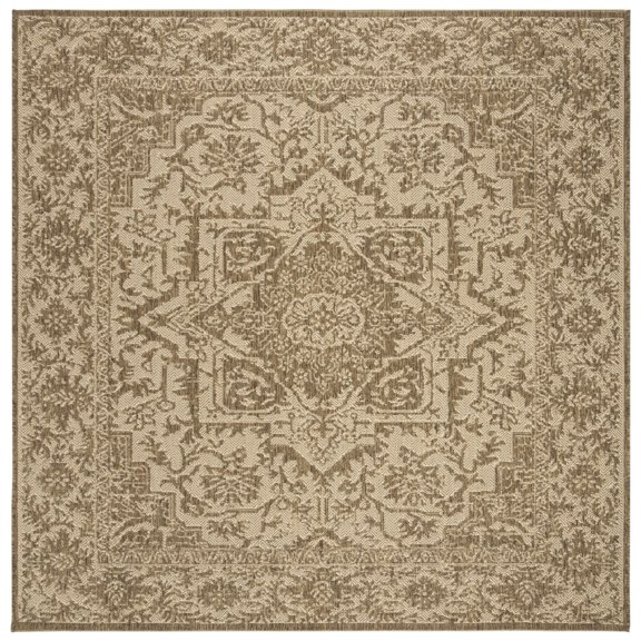 SAFAVIEH Linden Dania Medallion Indoor/Outdoor Area Rug, Cream/Beige, 4' x 4' Square