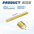 thumbnail image 2 of Uxcell 6Pack M6x70mm Fully Threaded Rod, Brass Right Hand All Thread Screw Studs for Furniture Assembly Fastening, 1mm Pitch, 2 of 6
