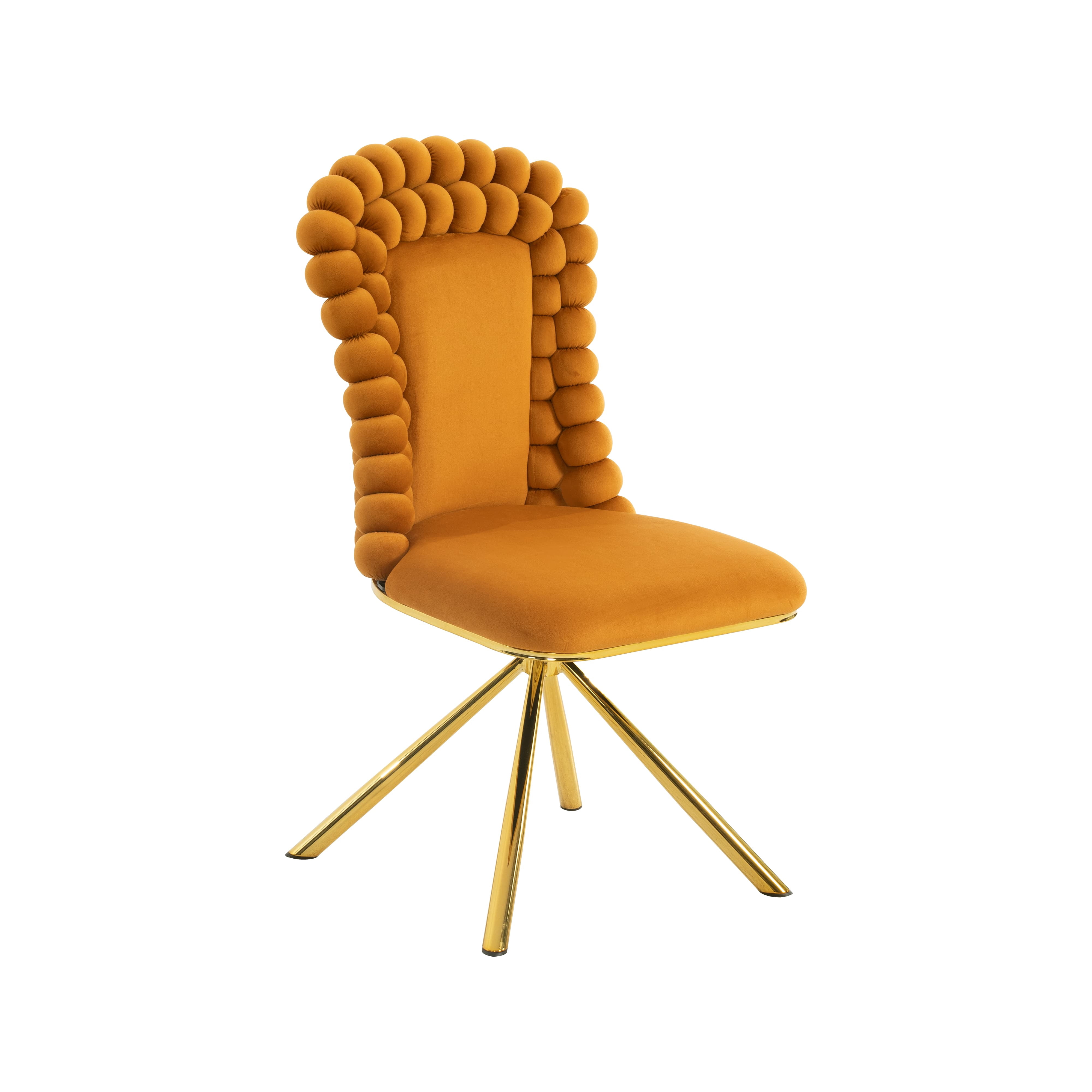 Aukfa Velvet Dining Chairs Set of 2, 360° Swivel Upholstered Accent Chairs for Bedroom/Living Room,Orange