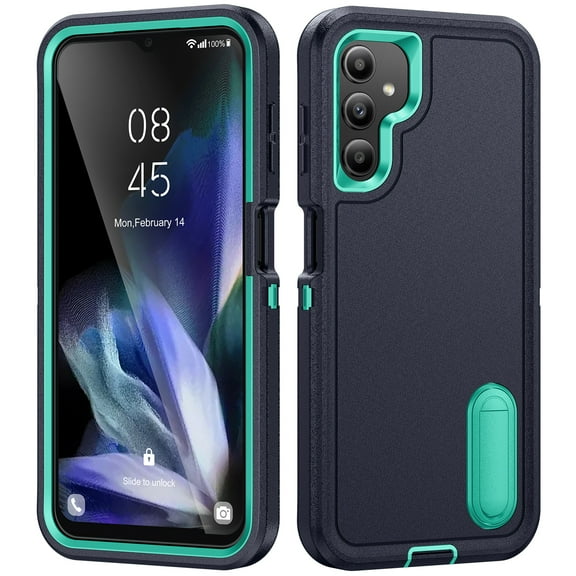 for Galaxy A14 5G Case Kickstand Durable 3-Layer Military Grade Protective Cover Hybrid Silicone Heavy Duty Rugged Shockproof Screen Lip Raised Protection for Samsung Galaxy A14 5G,
Navy Mint