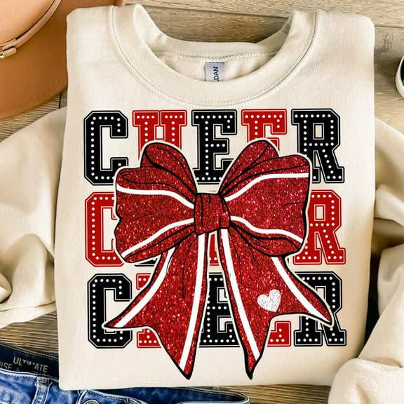 Cheerleading Sweatshirt, Coquette Cheer Sweatshirt, Cheer Mom Sweatshirt, Custom Cheerleader Shirt