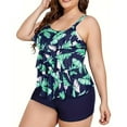 thumbnail image 4 of Hvot&aat Women's Plus Size Ruffle Tiered Flowy Tankini Bathing Suit Polka Dot Printed Swimsuit Swimdress with Shorts, 4 of 7