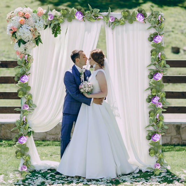 Guirnalda de hiedra artificial de 190 cm (74,8 pulgadas), enredaderas colgantes de plástico morado con rosas para decoración de bodas (1 unidad) Rkxzt