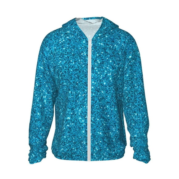 Vsdgher Sweat à Capuche Imprimé Pailleté Bleu pour Hommes et Femmes, Protection Solaire à Manches Longues pour la Pêche et la Course - 3TG