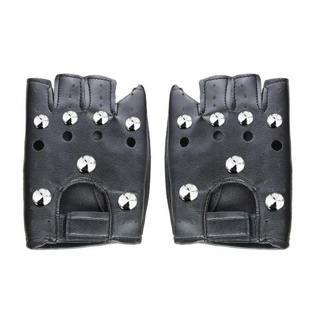Mens Half Finger Rivet Gloves, For Club , Dance Performance Hot Q4