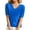 Blue, variant on Womens Tops Round Neck Short Sleeved Loose T Shirt With Knit Bottom Knitting Cotton Fabric Lightweight Soft Button Up Detail Casual Style M Sweaters For Women