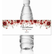 Colorful 30pcs Water Bottle Labels Papaver Rhoeas and Love Waterproof Sticker 8.51" x 2.51" Rectangle Water Bottle Wraps Sticker for Wedding Birthday Anniversary Party Event