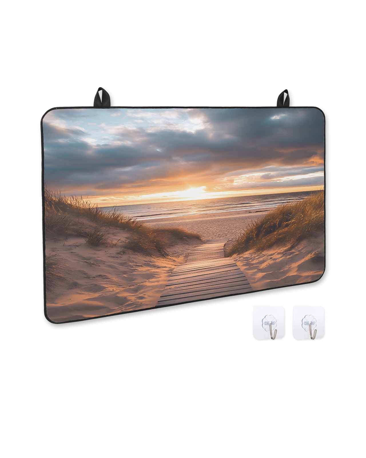nqOlkjepod Large Induction Cooktop Protector Mat 24"x21", Summer Beach Stove Top Covers for Electric Stove, Modern Art Nautical Sea Decorative Stove Burner Cover Mats, Glass Top Stove Cover