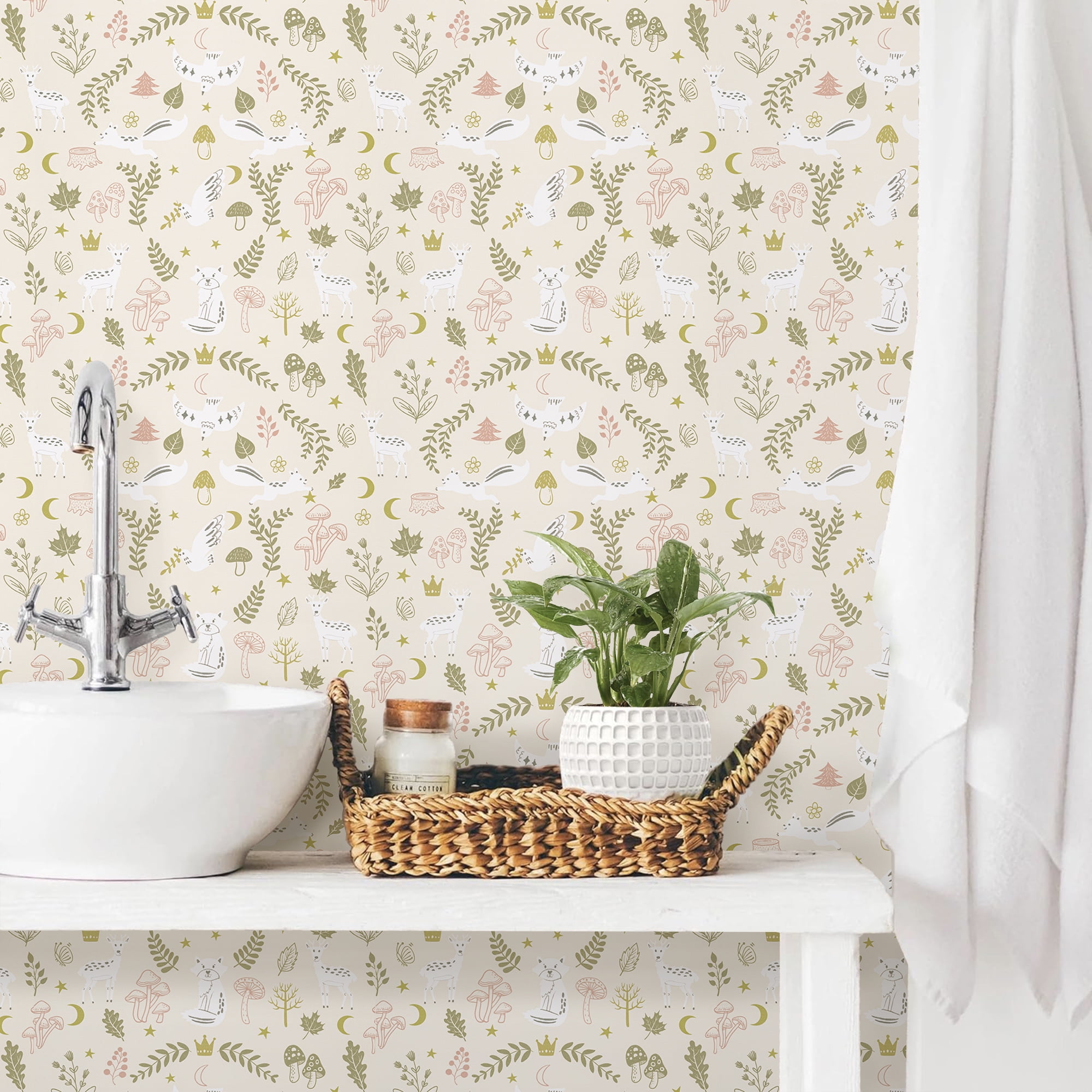 Abyssaly Beige Floral Wallpaper Peel and Stick Wallpaper 17.3"×118" Self-Adhesive Removable Contact Paper Vinyl Wall Paper for Bedroom Cupboard Door Shelfves