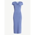 thumbnail image 4 of No Boundaries Deep V-Neck Maxi Dress with Cap Sleeves, Women's Sizes XXS-XXL, 4 of 4