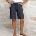 thumbnail image 5 of Kvture Bermuda Shorts for Women Knee Length Elastic High Waisted Shorts Summer Casual Wide Leg Baggy Shorts L, 5 of 6