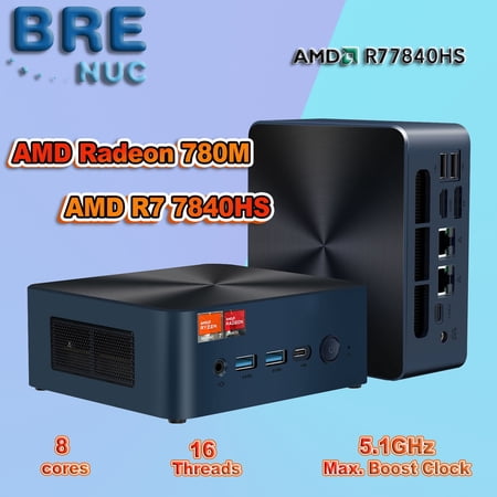 BRENUC N7P Barebone Mini PC AMD Ryzen 7 7840HS Wi-Fi 6 Bluetooth 5.2 No RAM No Storage No OS Gaming