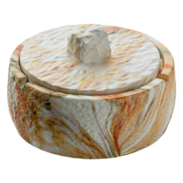 Cenicero de cerámica con tapa, ceniceros a prueba de viento para cigarrillos para el hogar, interior, exterior, oficina, mesa