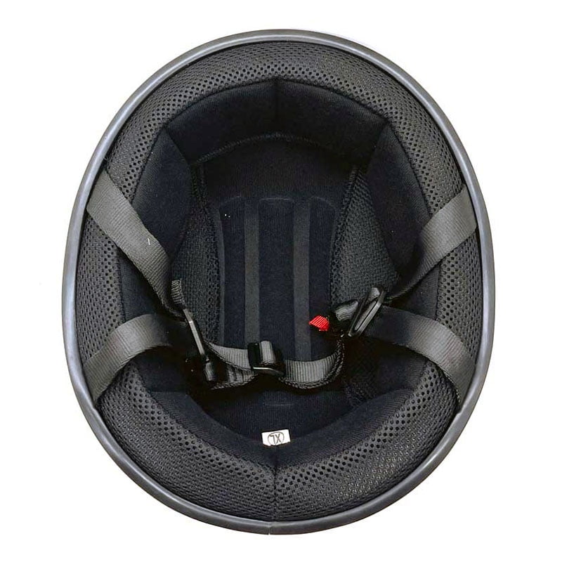 MMG Motorcycle Half Helmet Beanie DOT with goggles Gloss Black (X-Large) Model 29