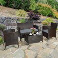 thumbnail image 4 of Patiojoy 4PCS Patio Rattan Wicker Furniture Set Sofa Chair Table Set W/ Gray Cushions, 4 of 10
