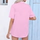 thumbnail image 4 of Fiudx Ofertas Del Día Moda Mujer Casual Botón Sólido Blusa Manga Corta Camiseta Verano Tops, 4 of 7