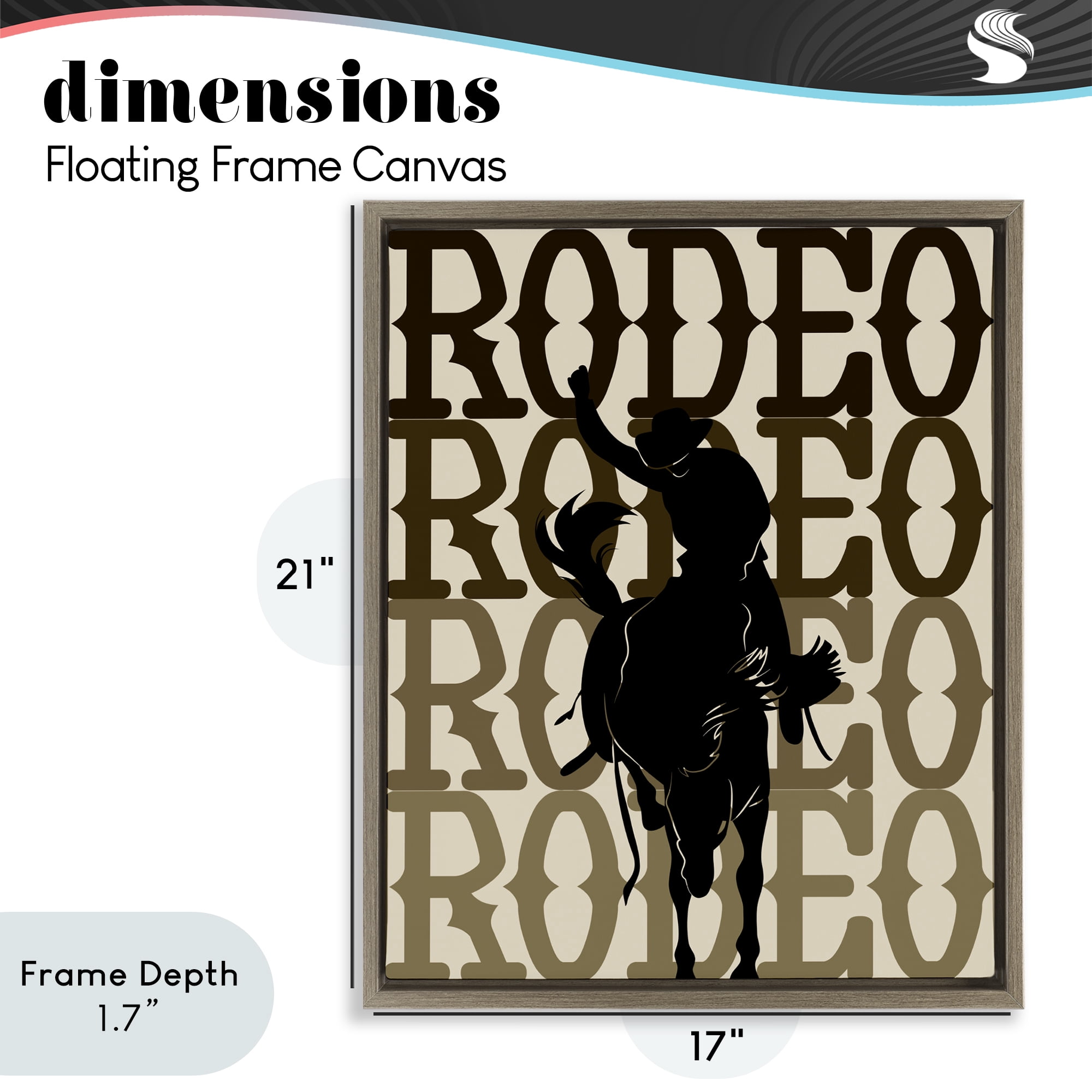 Stupell Industries Rodeo Gradient Cowboy Brown Framed Floater Canvas Wall Art, design by CAD Designs