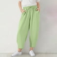 thumbnail image 2 of MIASHUI Girls' Pants Straight Leg Casual Bottoms Solid Drawstring Elastic Waist Trousers,Green,7-8 Years, 2 of 8