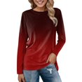 thumbnail image 1 of AMERTEER Femmes Quotidien Tops Manches Longues Confortable Gradient Imprimé Chemisier Tops Casual Tunique Manches Longues Col Rond Pull-Over Chemises, 1 of 4