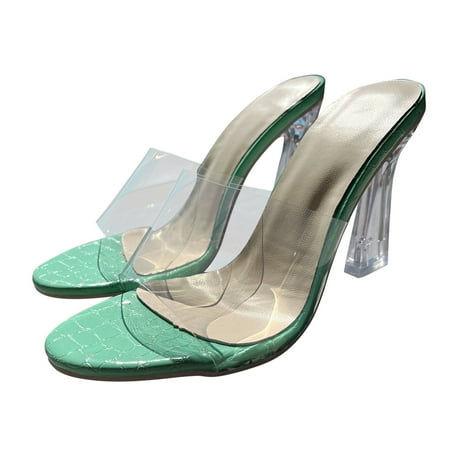 

Aayomet Slippers Heeled Solid High Women Fish Wear Sandals Color High Heeled Comfortable High Heels for Women Wide Width Green 8.5