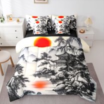 Castle Fairy Teens Oriental Ukiyoe Twin Bedding Sets,Japanese Style Bedding Comforter Set