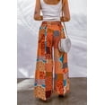 thumbnail image 1 of ABPHQTO Pantalones de pierna ancha con cordón y estampado de patchwork boho naranja para mujer, 1 of 5