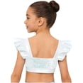 thumbnail image 7 of iiniim Girls Metallic Hip Hop Dance Tops Square Collar Ruffle Sleeve Ballet Shiny Jazz Performance Dancewear White 12, 7 of 7