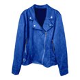 thumbnail image 4 of Women's Moto Jacket Zip Up Slim Fit Biker Coat with Button Detail Soft Casual Outerwear, 4 of 5