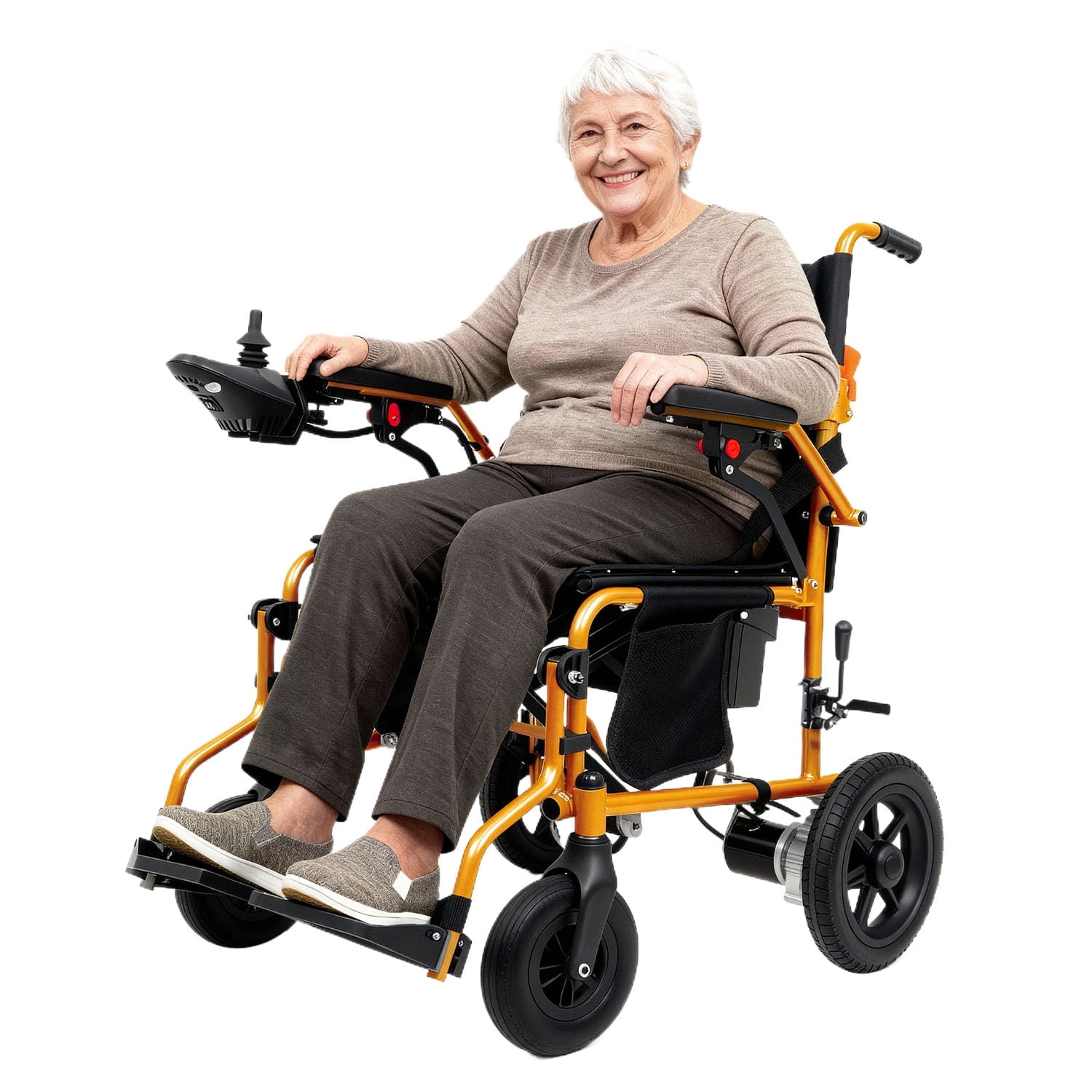 MediNex Electric Wheelchair, 20+ Miles Range(350LBS) ,Lightweight Foldable Electric Wheelchairs for Adults,12Ah Lithium Battery,Motorized Wheelchair,Orange,16in Width