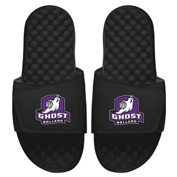 Men's ISlide Black Ghost Ballers Primary Logo Slide Sandals
