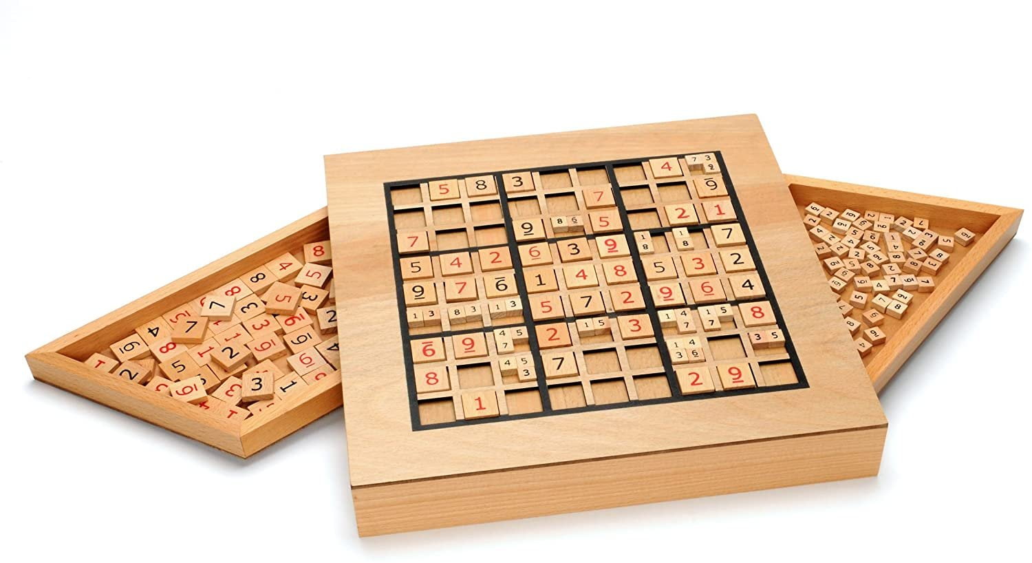 WE Games Wooden Sudoku Puzzle Board Game With Pull Out Drawers 11 In 