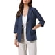 thumbnail image 1 of Blazers informales para mujeres, verano, chaqueta de traje ligera de algodón y lino, 3/4 de manga, 2XL, azul marino, 1 of 6