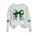 thumbnail image 3 of St Patricks Day Shirt Women Shamrock Crewneck Sweatshirt Long Sleeve Festival Top Bow Printed Shirts Green Going Out Top, 3 of 4