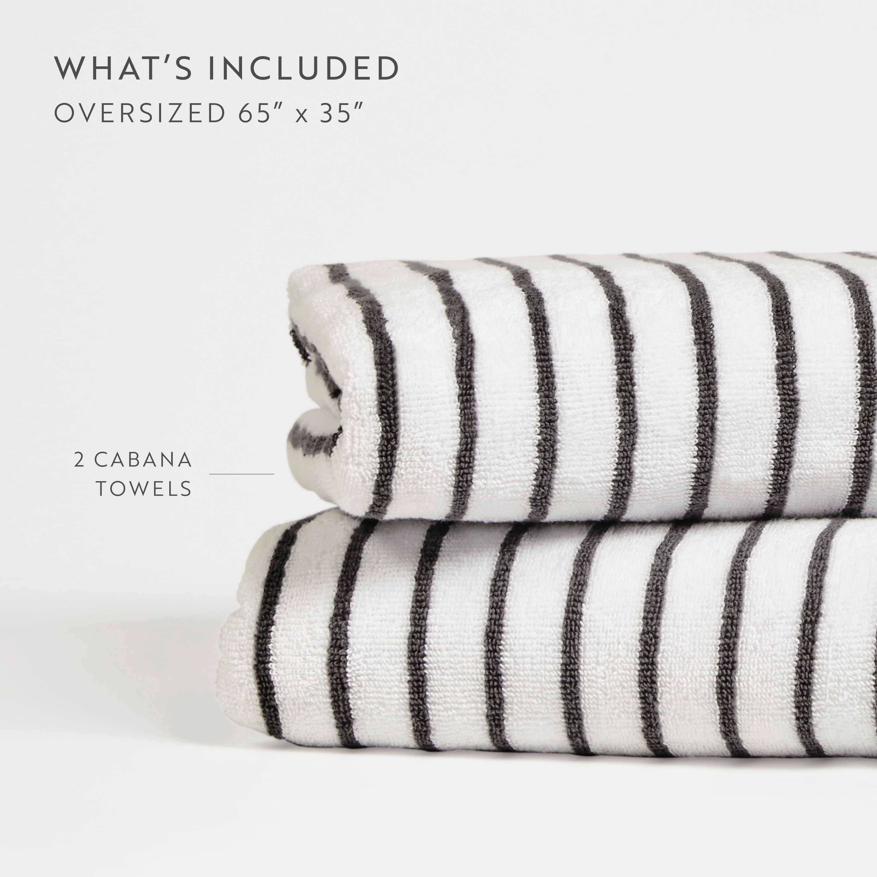 Noble Linens 2 pack Striped Cotton Cabana Beach and Pool Towels