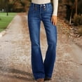 thumbnail image 2 of LWavelet Womens High Waisted Button Front Flared Jeans Daily Casual Denim Pants Blue 2XL, 2 of 7