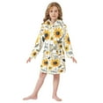 thumbnail image 6 of FORMRS Niños Bathrobe Unisex Hooded Robe Soft Plush Pajamas Sleepwear, Size 2-3T, White Watercolor Sunflowers, 6 of 7