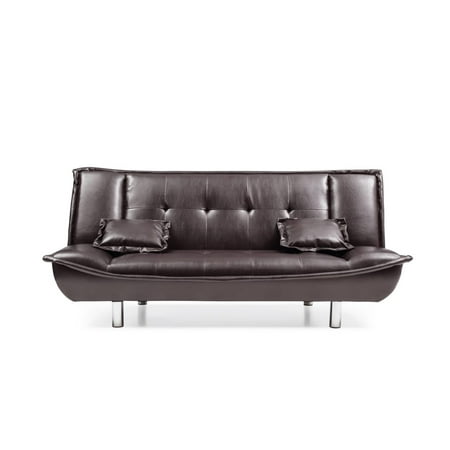 Hodedah Faux Leather Click Clack Sofa Bed With 2 Pillows Multiple Colors