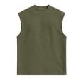 thumbnail image 5 of Men's Sleeveless Tank Top Cotton Blend Summer Vest Casual Solid Muscle Fit Breathable Quick Dry Gym Workout Streetwear Beach | Zenithor,Army Green L, 5 of 9