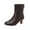 Brown, variant on Boots for Women Mid Calf Chelsea Boots Side Zipper Round Toe Slip Resistant Mid Flare Heel Leather Fall Winter Fashion