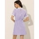 thumbnail image 4 of Vestido de manga corta vintage de color con panel de contraste y cuello con volantes para mujer Morado S, 4 of 5