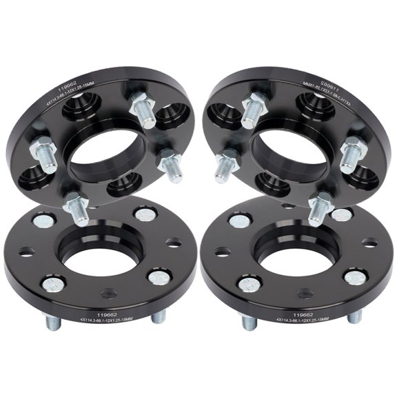 SCITOO 4X 4x114.3 12x1.25 66.1mm 15mm Black wheel spacers adapters hubcentric 4x4.5 to 4x4.5 fits for 1982-2018 for Nissan Sentra 2007-2018 for Nissan Tiida