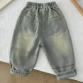 thumbnail image 5 of Odeerbi 1-10 Years Toddler Boys Jeans Cute Retro Denim Pants Solid Color Elastic Waist Cowboy Pants, 5 of 8